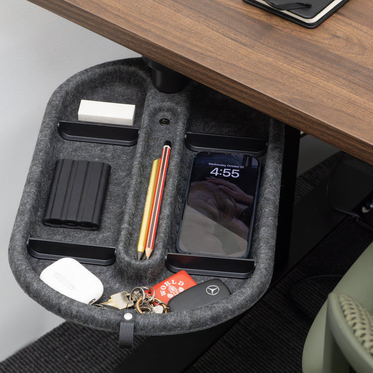 Under desk spin drawer attached to desk
