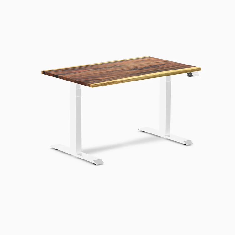 Desky Dual Hardwood Sit Stand Desk - Saman 1200 mm white frame
