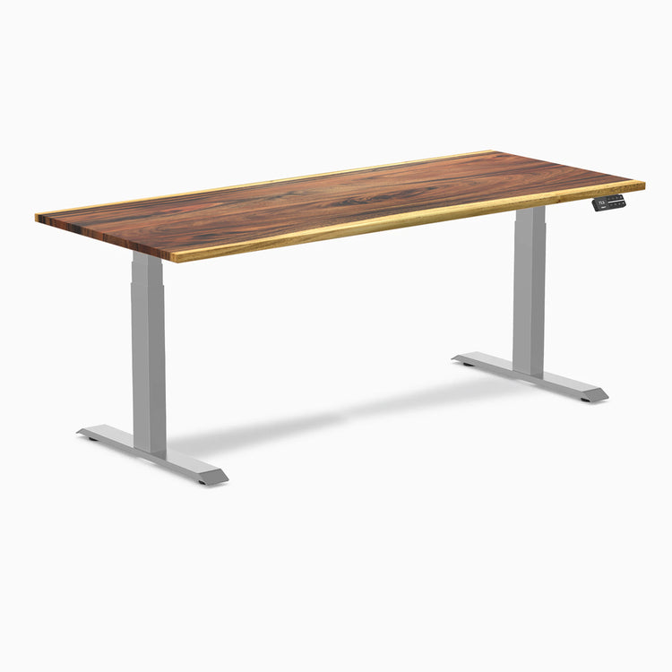 Desky Dual Hardwood Sit Stand Desk - Saman 1800mm grey frame