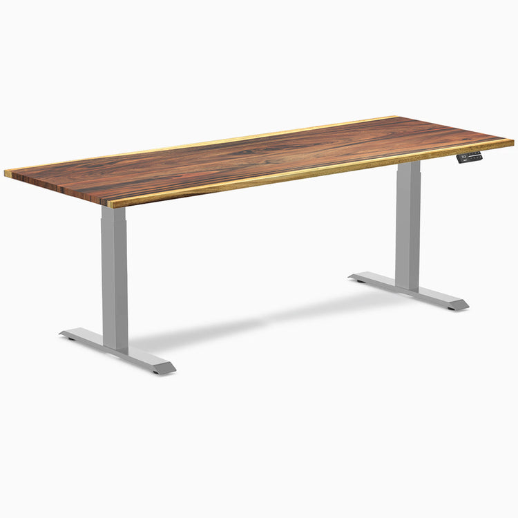 Desky Dual Hardwood Sit Stand Desk - Saman 2000mm grey frame