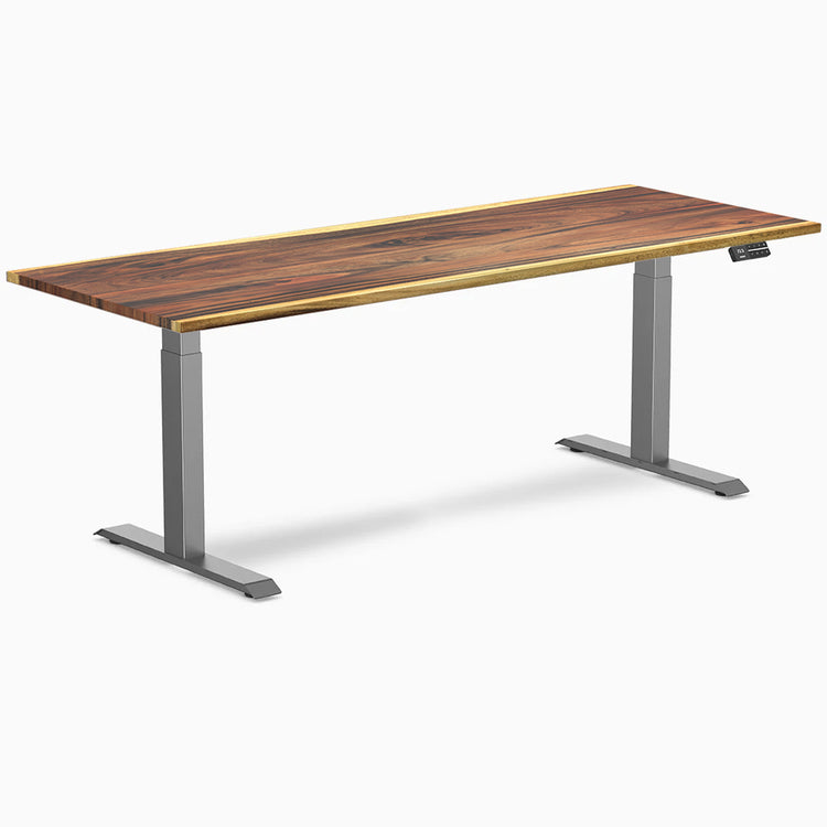 Desky Dual Hardwood Sit Stand Desk - Saman 2000mm space grey frame