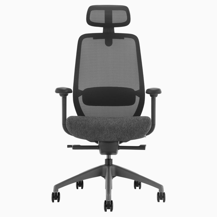 Ergonomic chair with headrest in black coilflex