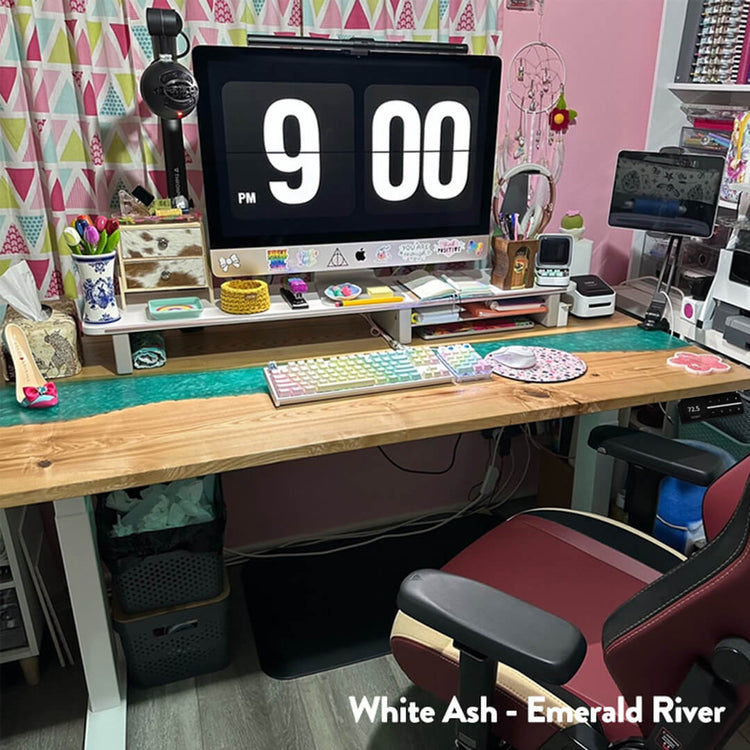 dual resin hardwood sit stand desk
