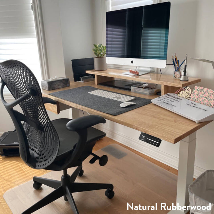 dual rubberwood sit stand desk