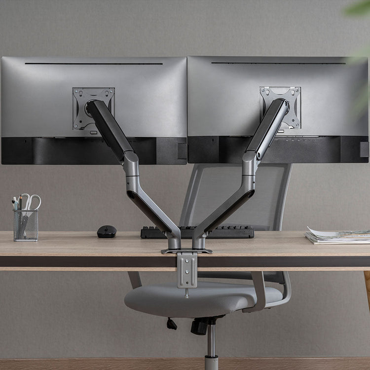 desky dual spring monitor arm space grey
