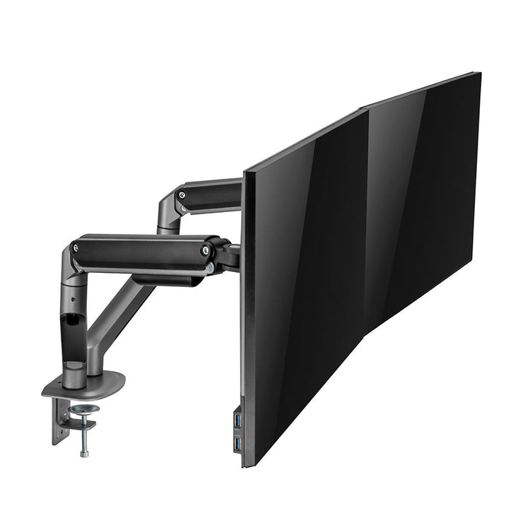 ergonomic adjustable dual screen monitor arm