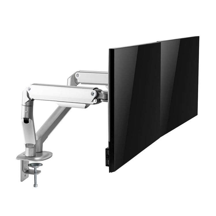 desky dual screen monitor arm white