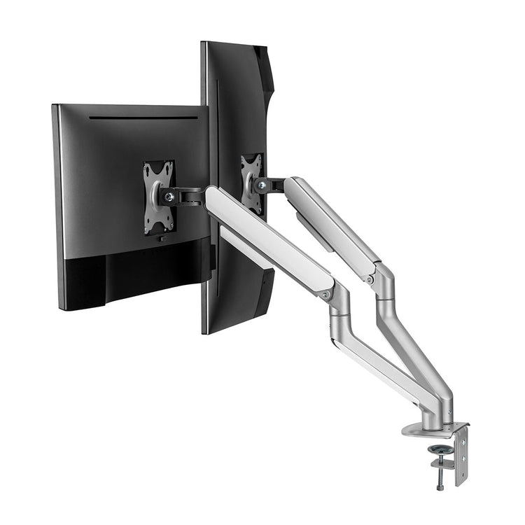 adjustable eco spring dual monitor arm white