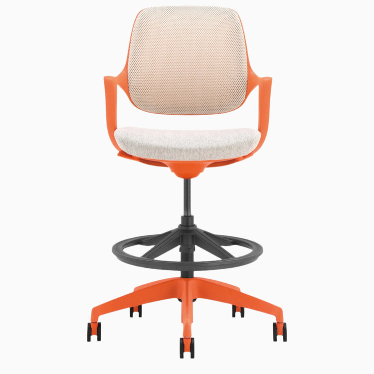 Low back ergonomic drafting chair in orange