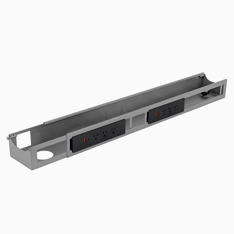 Grey Desky Integrated cable channel 6 power