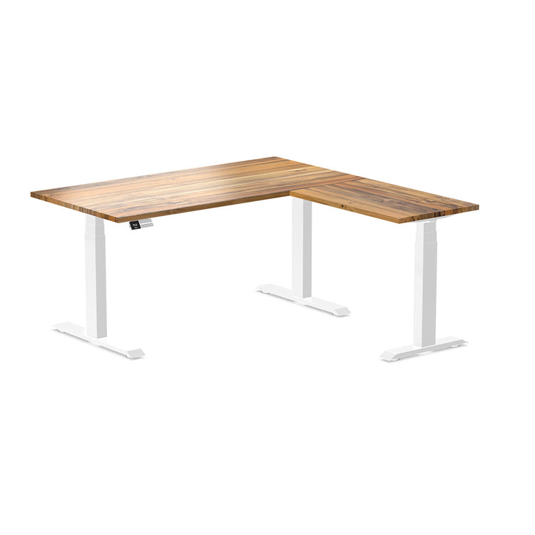 Desky Hardwood L-Shape Sit Stand Desk