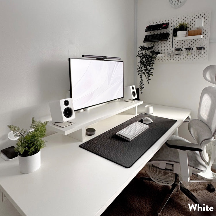 desky wooden monitor stand white melamine