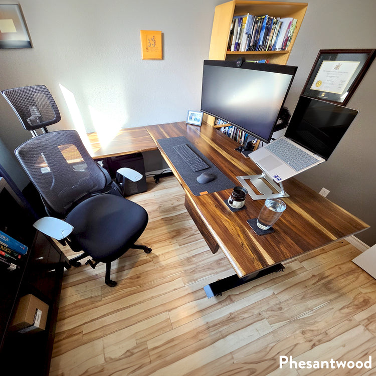 Desky Hardwood L-Shape Sit Stand Desk-Desky®