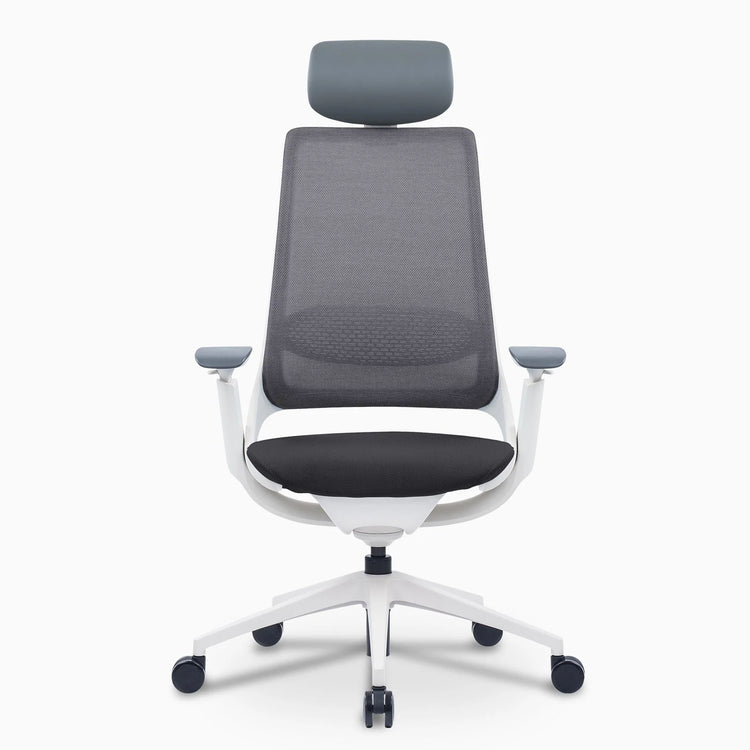 Pulse supportive desk chair in white with headrest