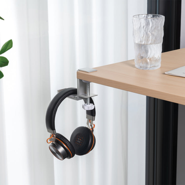 Silver foldable headphone hanger