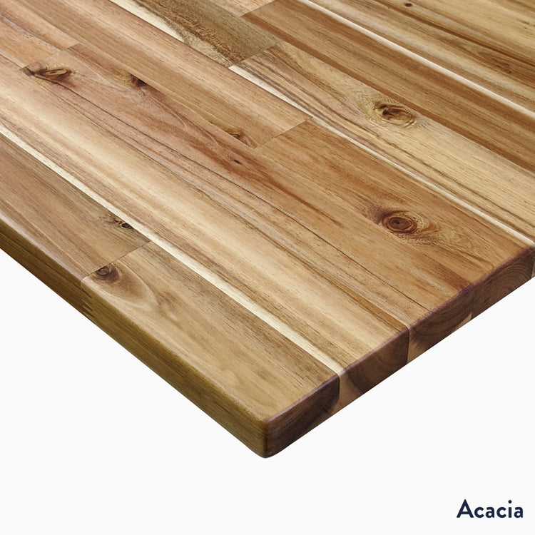 Softwood acacia corner desktop finish