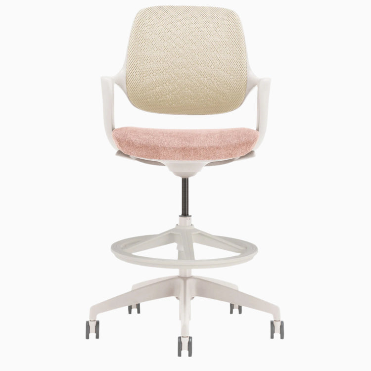 Desky evoque low back ergonomic drafting chair in peach