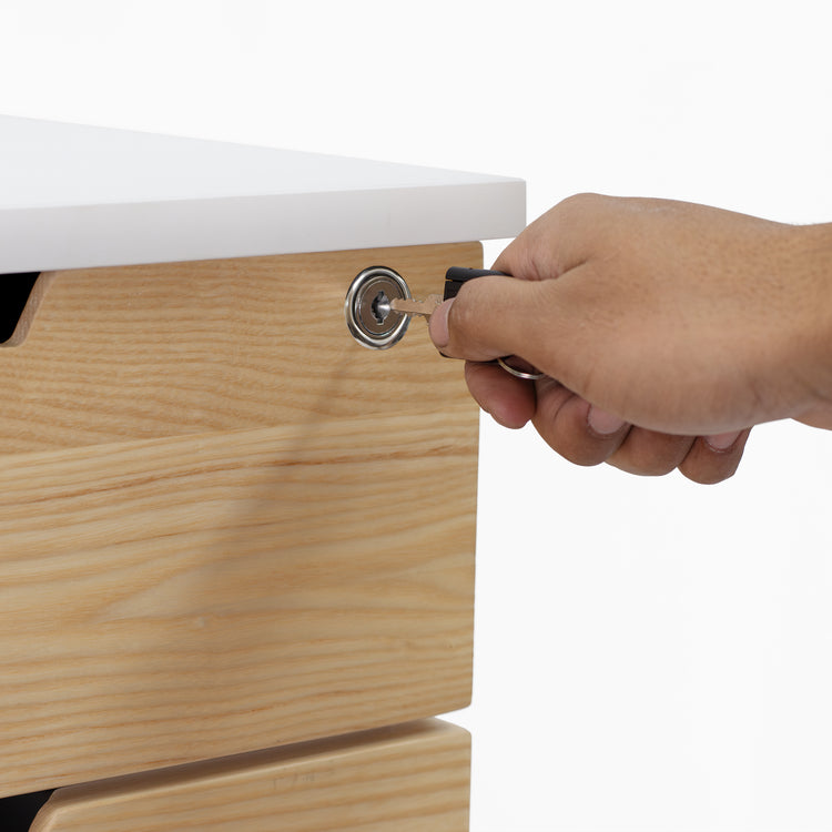 desky woodedn minimal filing cabinet with lock