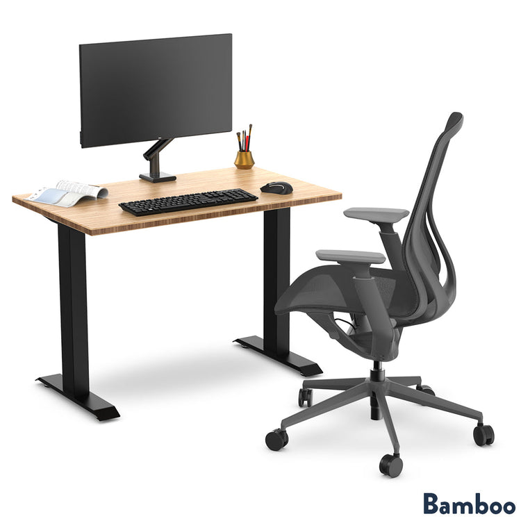 Desky Zero Mini Bamboo Office Desk setup