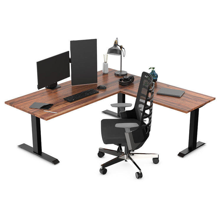 Desky Zero Hardwood L-Shape Office Desk setup