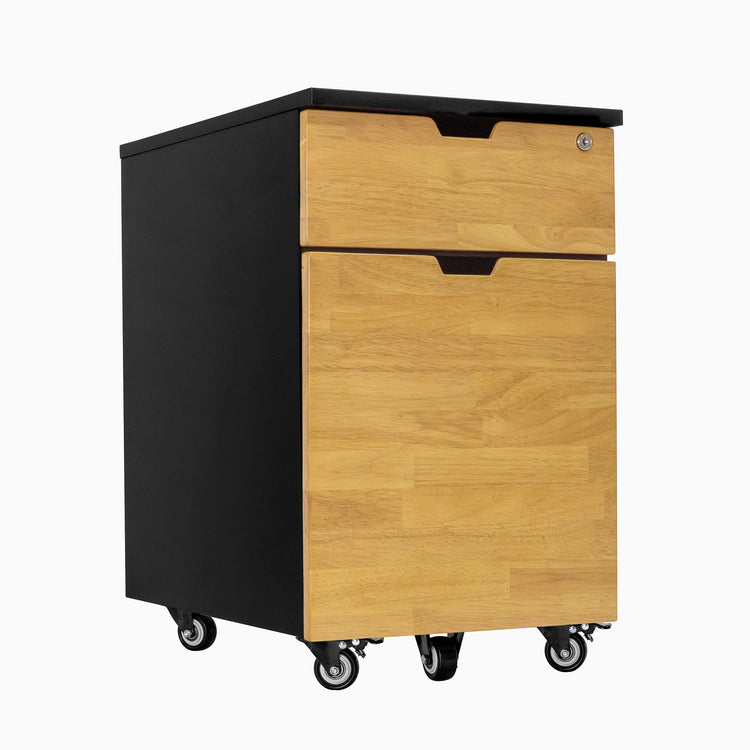 Rubberwood light oak minimal filing cabinet