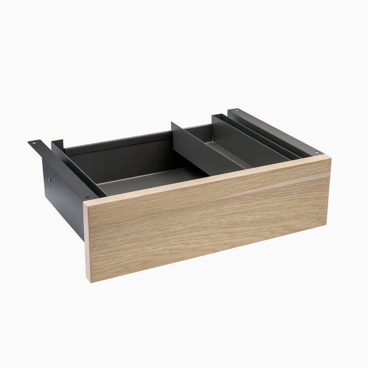 classic oak drawer in space grey frame