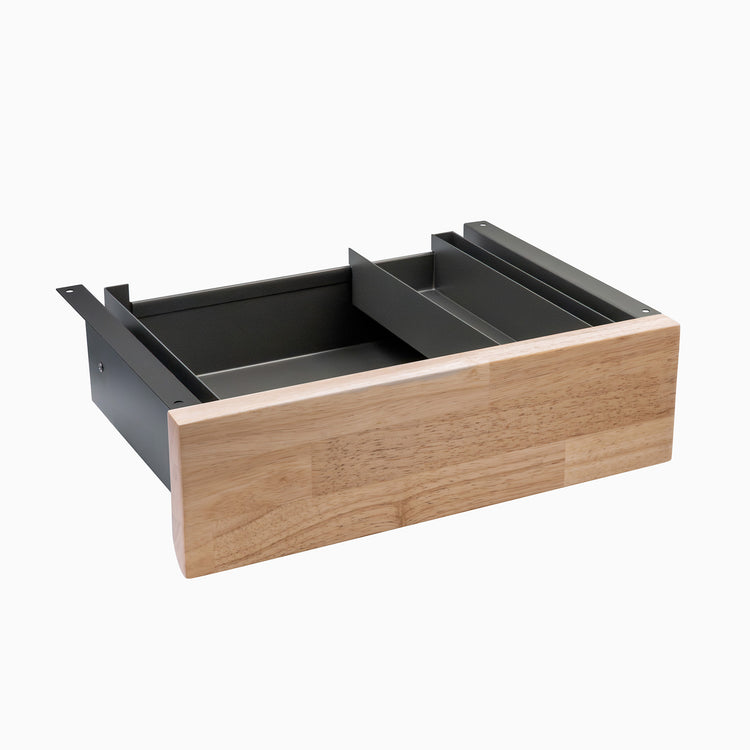 natural walnut rubberwood drawer in space grey frame