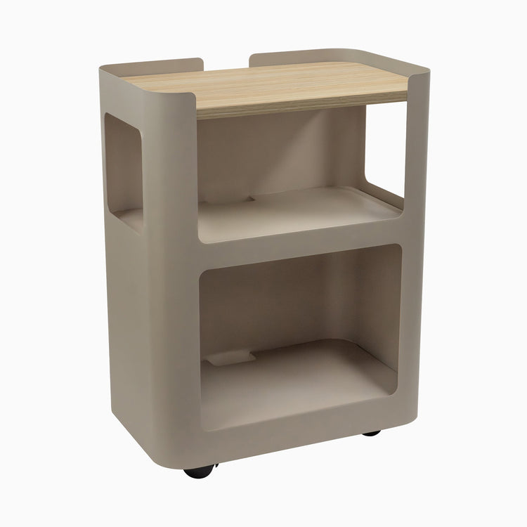 Light brown open mobile pedestal with classic oak shelf - Desky