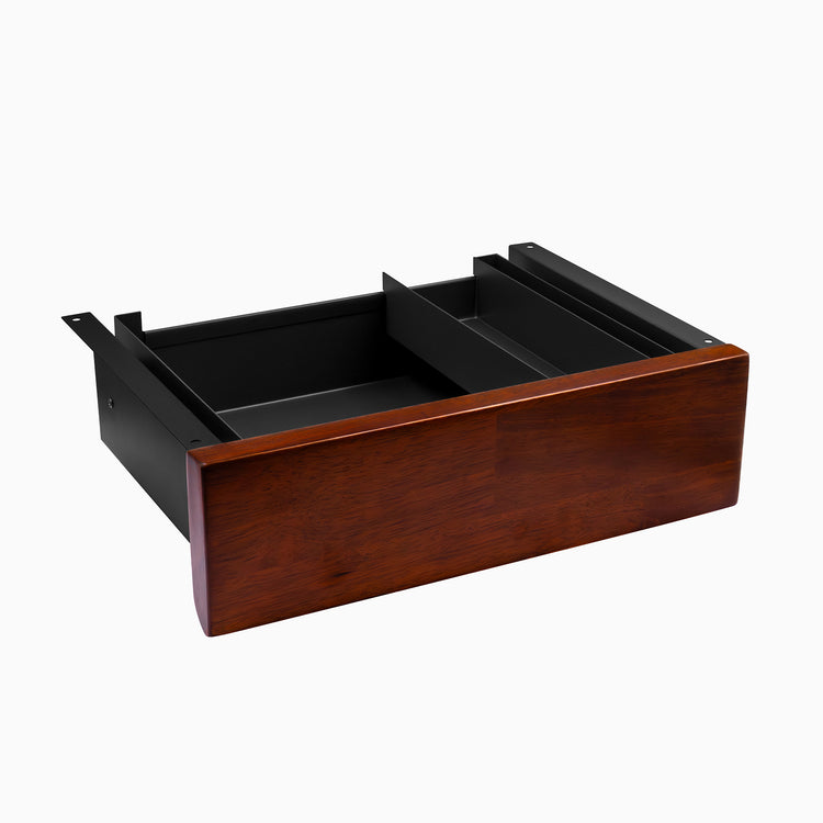 red walnut rubberwood under desk drawer in black frame