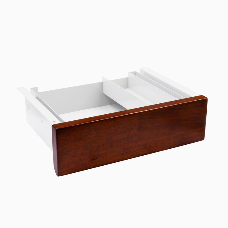 red walnut rubberwood under desk drawer in white frame