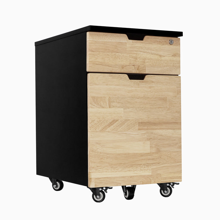 Rubberwood natural minimal filing cabinet
