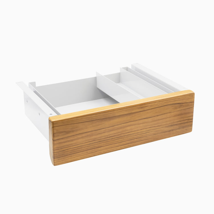 teak hardwood drawer in white frame