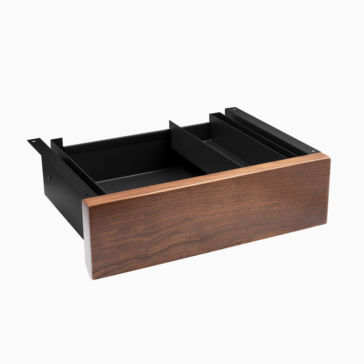 walnut hardwood under desk drawer in black frame
