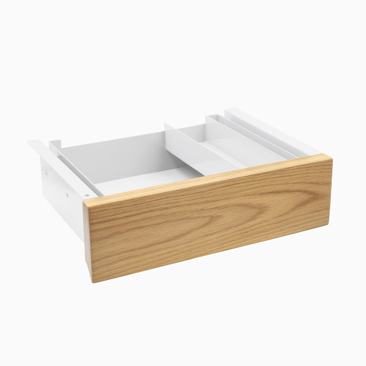 white oak hardwood under desk drawer in white frame