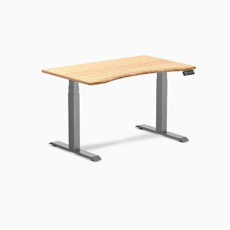 Desky Dual Ergo Edge Sit Stand Desk - bamboo 1200mm space grey frame