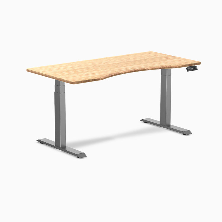 Desky Dual Ergo Edge Sit Stand Desk - bamboo 1500mm space grey frame