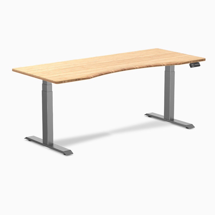 Desky Dual Ergo Edge Sit Stand Desk - bamboo 1800mm space grey frame