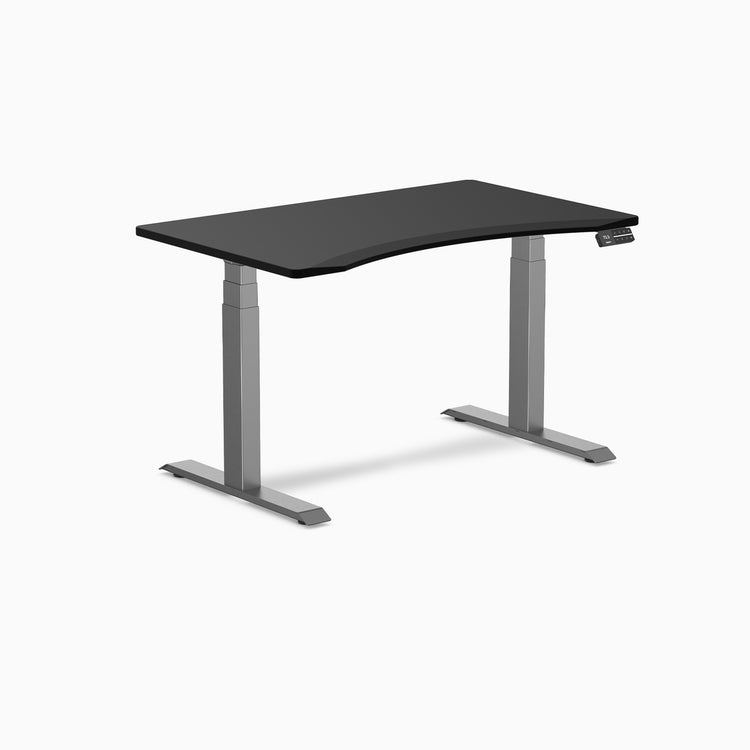 Desky Dual Ergo Edge Sit Stand Desk - black 1200mm space grey frame
