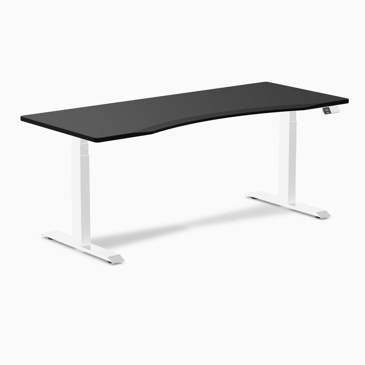 Desky Alpha Dual ergo Sit Stand Gaming Desk 1800mm white legs