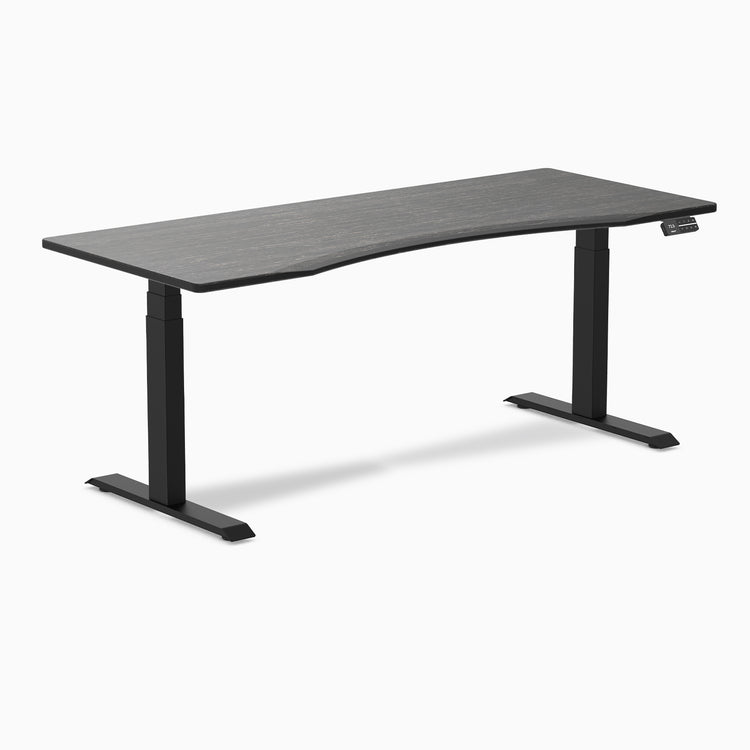 Dual Desky ergo dark bamboo desk 1800mm in black
