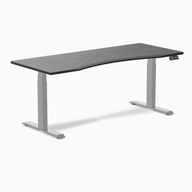 Dual Desky ergo dark bamboo desk 1800mm in gray