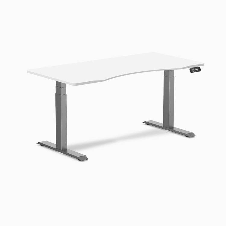 Desky Dual Ergo Edge Sit Stand Desk - white 1500mm space grey frame