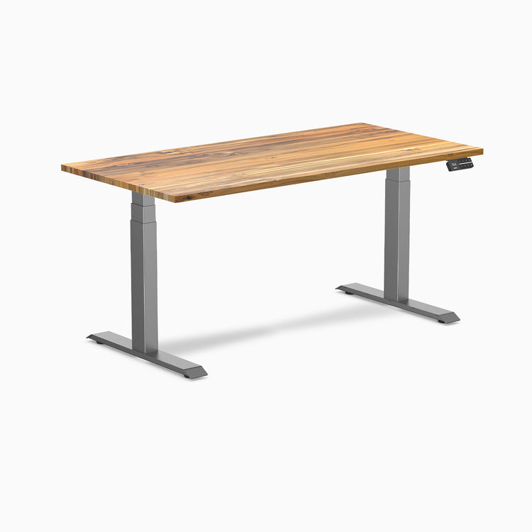 Dual motor standing desk hardwood teak - Desky
