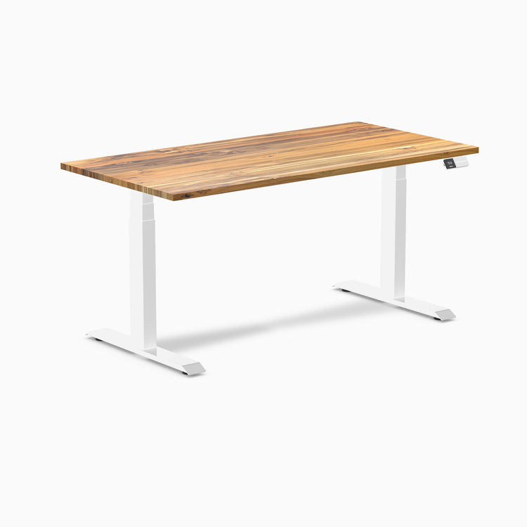 Dual motor standing desk hardwood teak - Desky