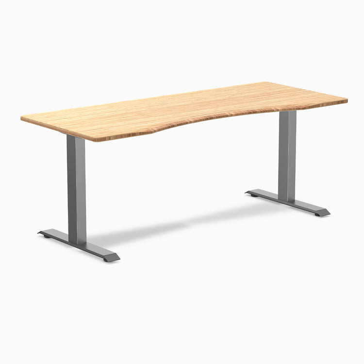 Desky Zero Ergo Edge Office Desk - bamboo 1800mm space grey frame