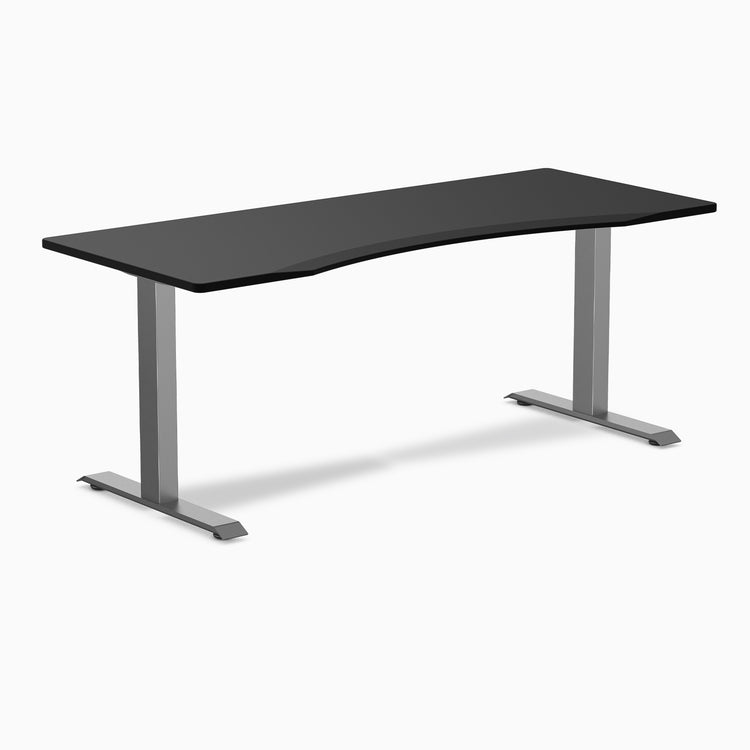 Desky Zero Ergo Edge Office Desk - black 1800mm space grey frame