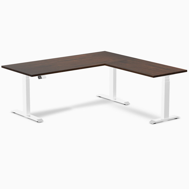 Desky L-shape dual rubberwood dark walnut 1800mm in black