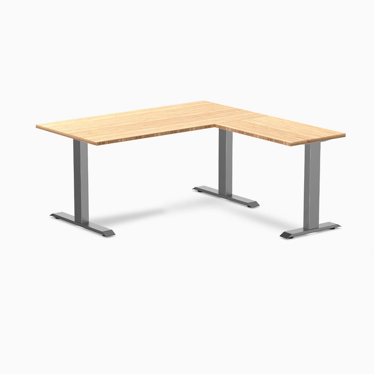 Desky Zero Bamboo L-Shape Office Desk - 1500mm space grey frame