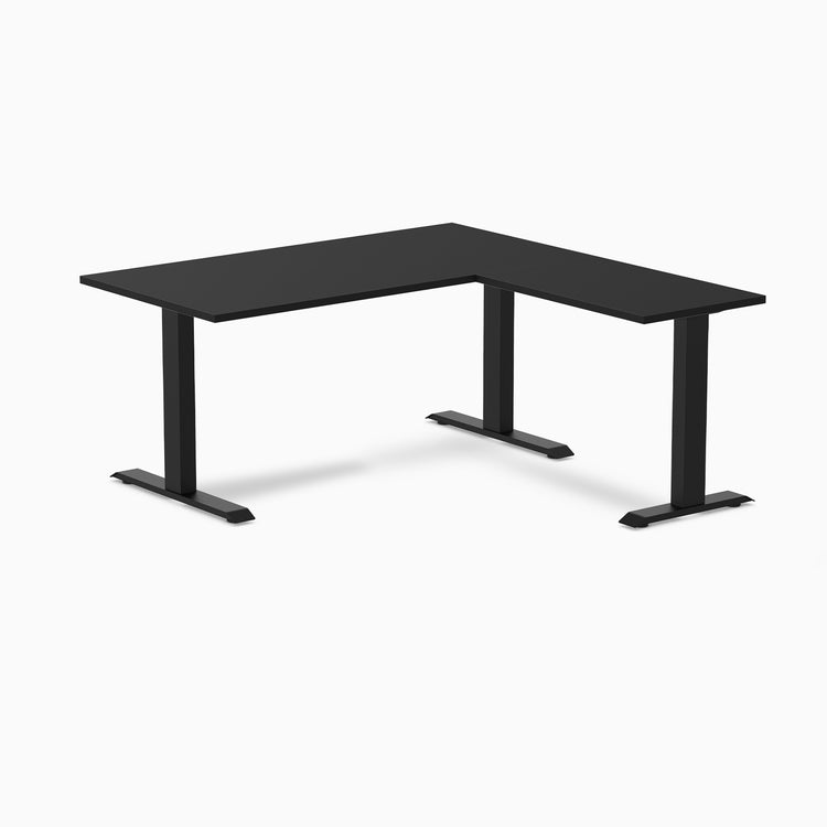 zero laminate L-shape 1500mm in black with black legs