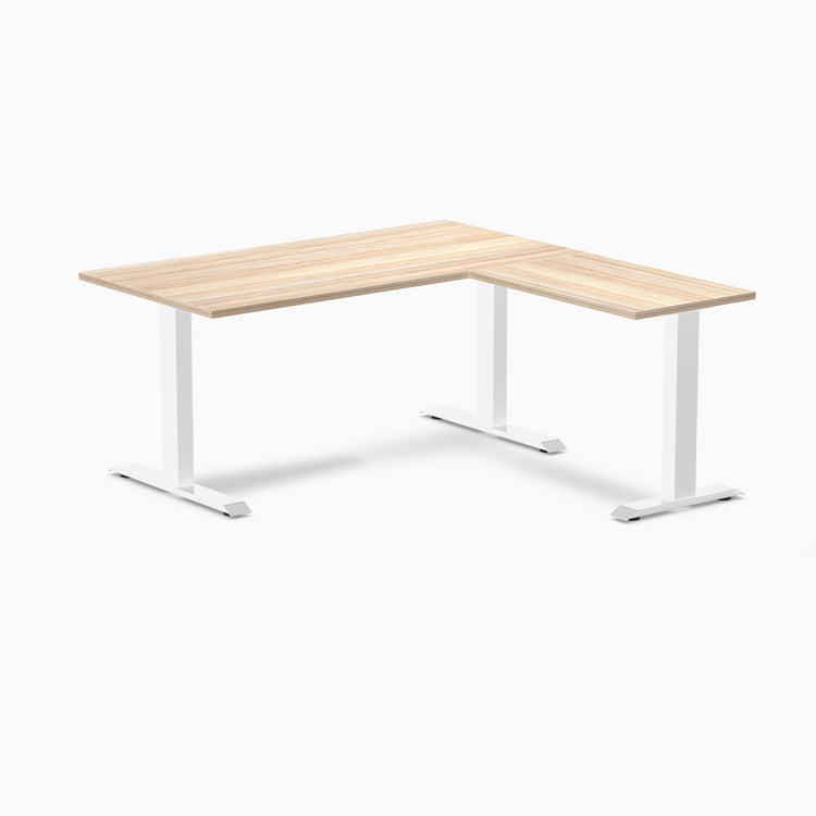 zero laminate L-shape 1500mm in classic oak with white legs